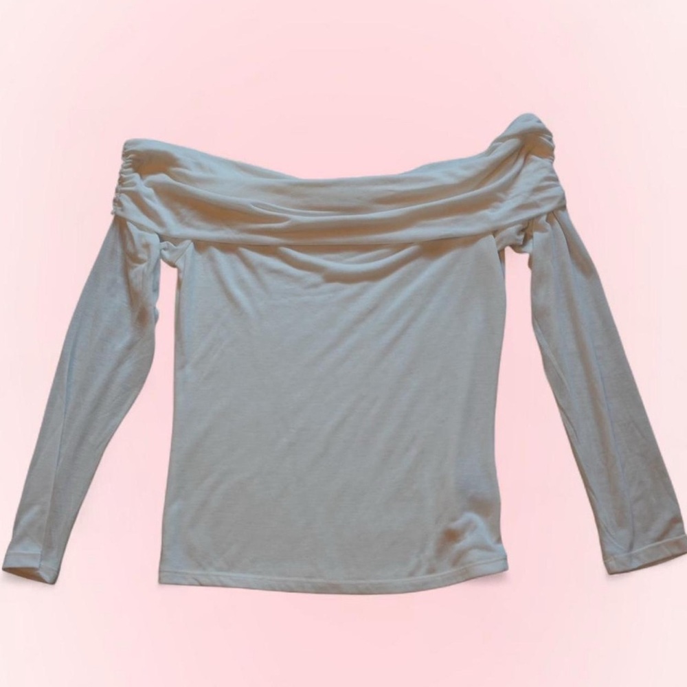 H&M Elegant Off-Shoulder White Top (Slightly Sheer)